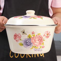 ホーロー製洗面器、家庭用ホーロー製洗面器とボウル、蓋付きの厚手の食品グレードの肉と油の保存容器、餡混合ボウル、ホーローボウル