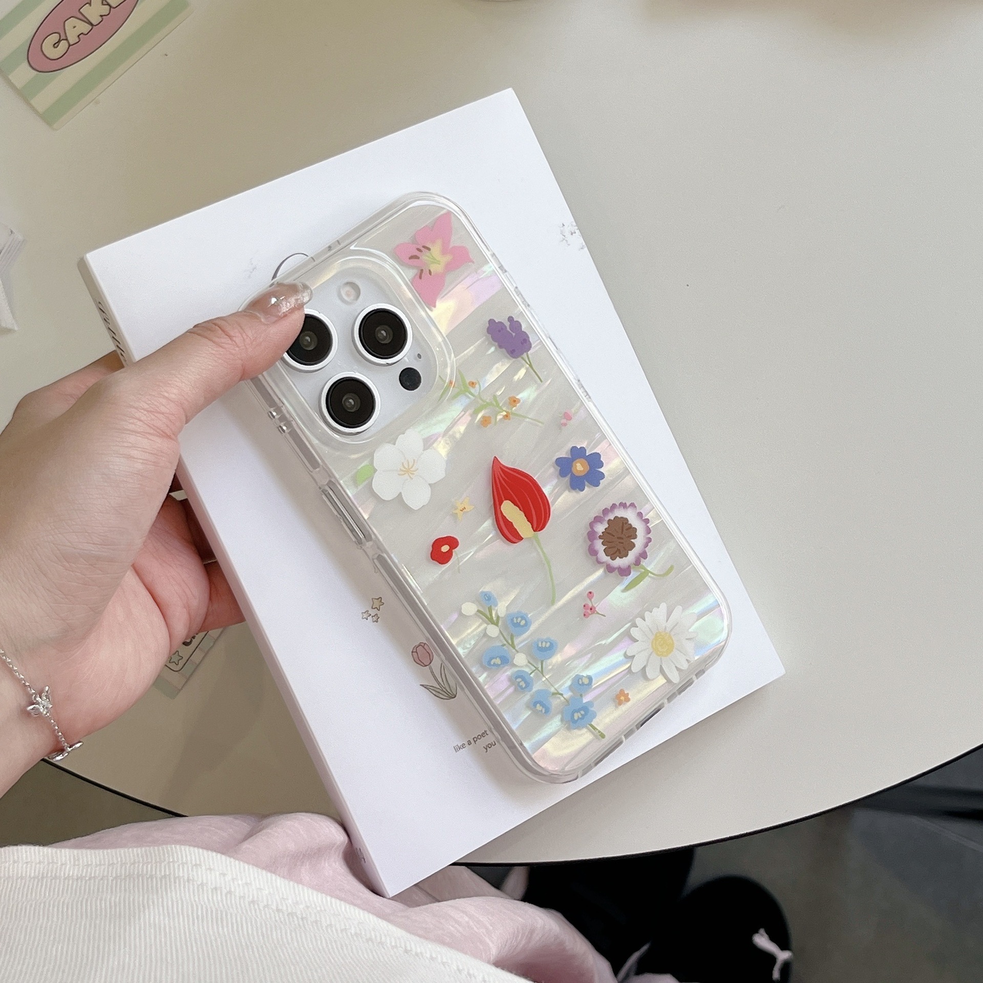 Flores de colores con patrón de concha de primavera ins para iphone16 Apple 15ProMax funda para teléfono móvil 13/14 nuevo