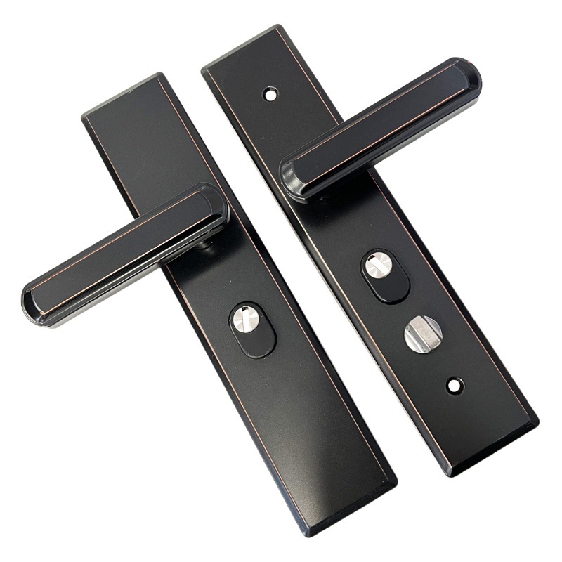 Acero inoxidable puerta antirrobo bronce antideslizante manija de la cerradura de la puerta engrosada mango rojo tornillo agujero espaciamiento 235
