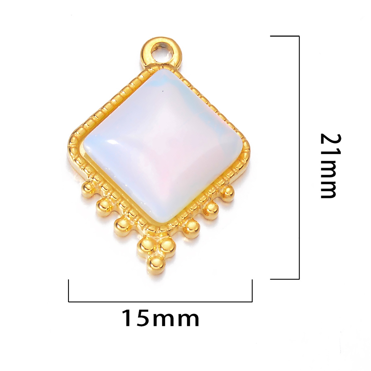 French Retro Style Colorful Stainless Steel Square Natural Stone Pendant Jewelry Accessories Diy Earrings Bracelet Accessories display picture 4