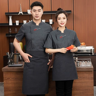高档酒店厨师工作服男装短袖品质白色餐饮饭店厨房工衣厨师服夏季