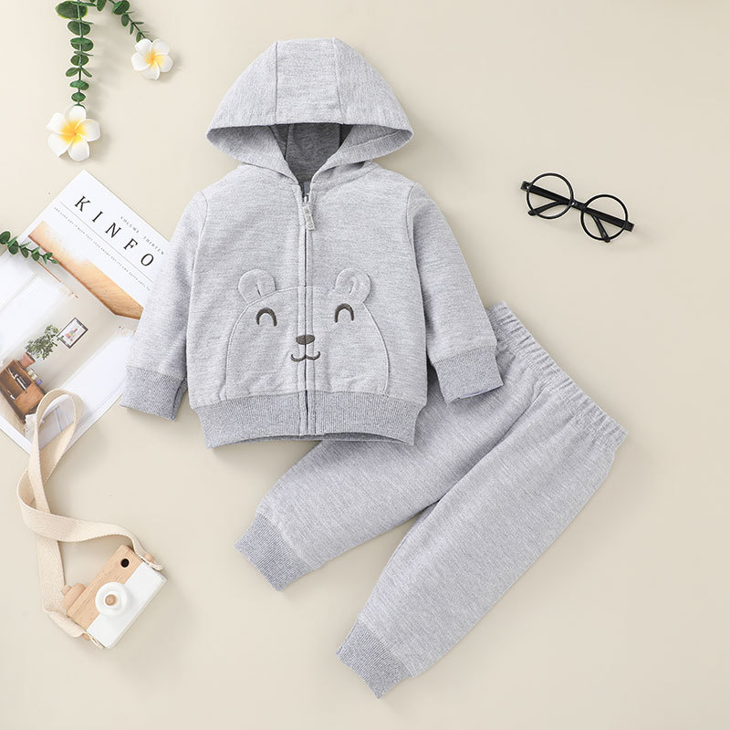 Fashion Children's Hooded Zipper Jacket Trousers Two-piece Set Wholesale Nihaojewelry display picture 8