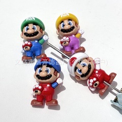 穴付きソフトプラスチックマリオ漫画ビーズペンアクセサリー携帯電話キーホルダーバッグぶら下げ diy 手作りジュエリールースビーズ素材