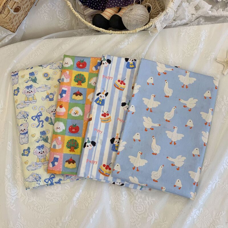 Pure Cotton 40 pts Cotton Printed Fabric Cute Cartoon Animal Floral Cloth Home Clothes Bags Anti-mosquito Pants Children's Clothing