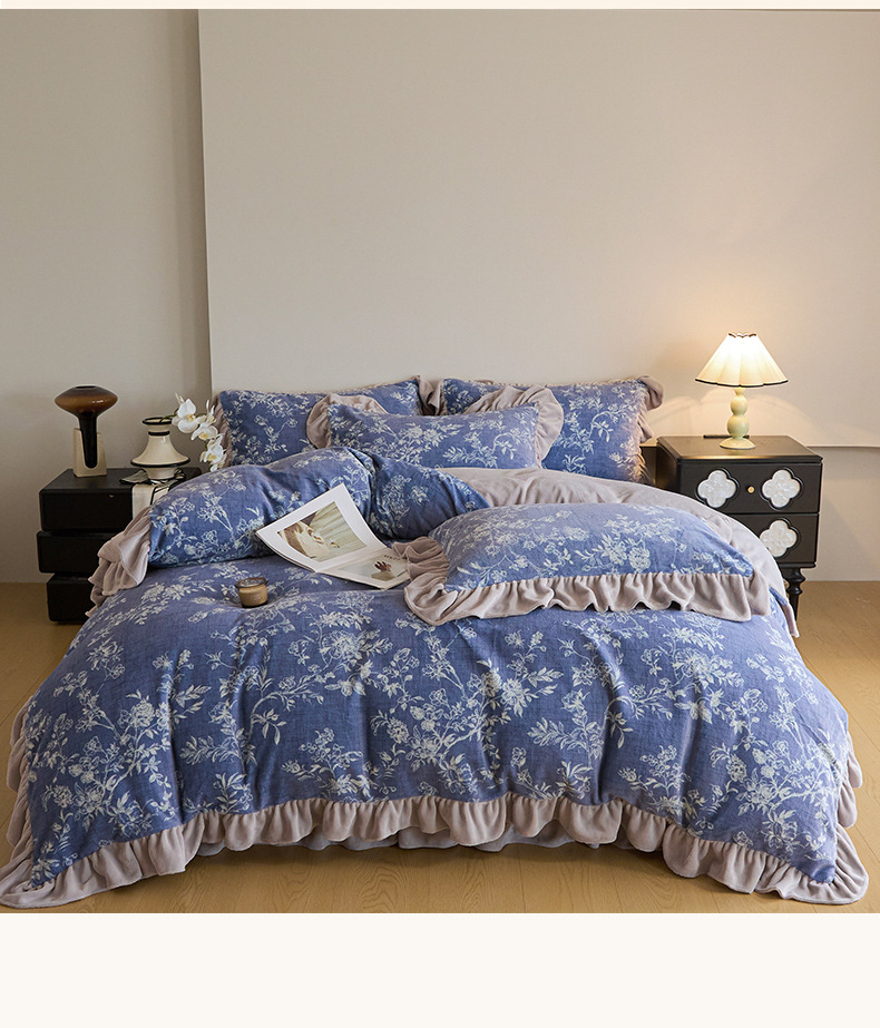Completo copripiumino 4 pezzi stile vintage boho floreale fleece_voghion.com