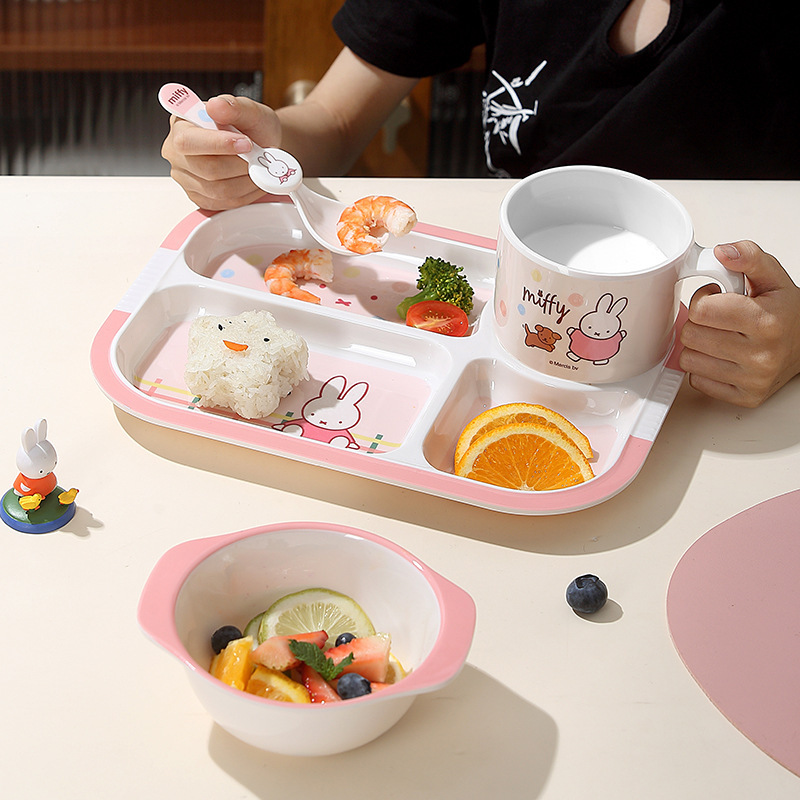 米菲兔儿童餐具宝宝辅食碗女孩吃饭碗卡通密胺防摔防烫餐盘家用碗|undefined