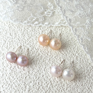 S925 sterling silver classic 4A grade all-match natural freshwater pearl earrings steamed bread beads