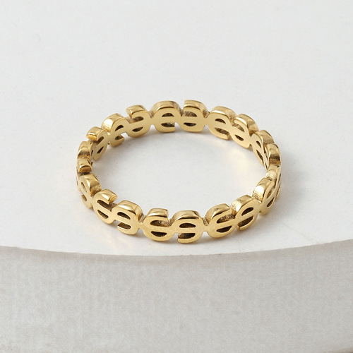 European and American style stainless steel jewelry, hollow dollar sign titanium steel ring, trendy personalized couple ring manufacturer