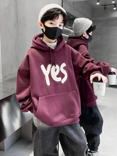 巴拉巴拉冬季中大男童加绒卫衣新款童装儿童男孩字母加厚上衣休闲