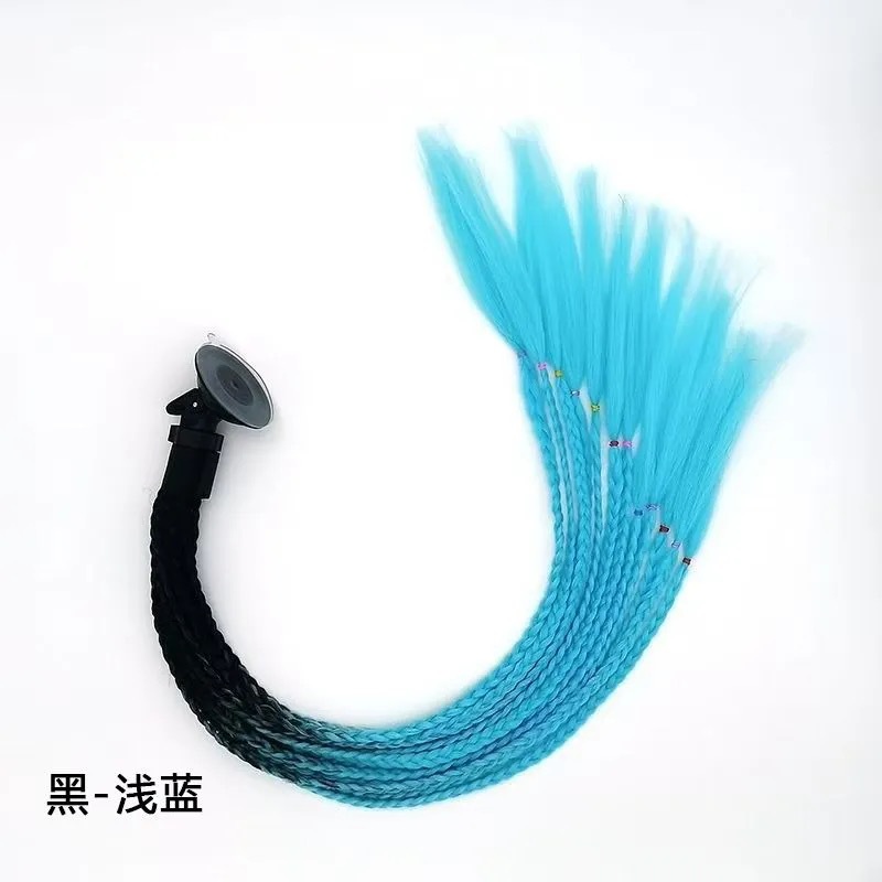 Trenzas de Peluca Doble Coleta para Casco de Moto 60 cm Sintético Con Ventosa para Casco de Motocicleta