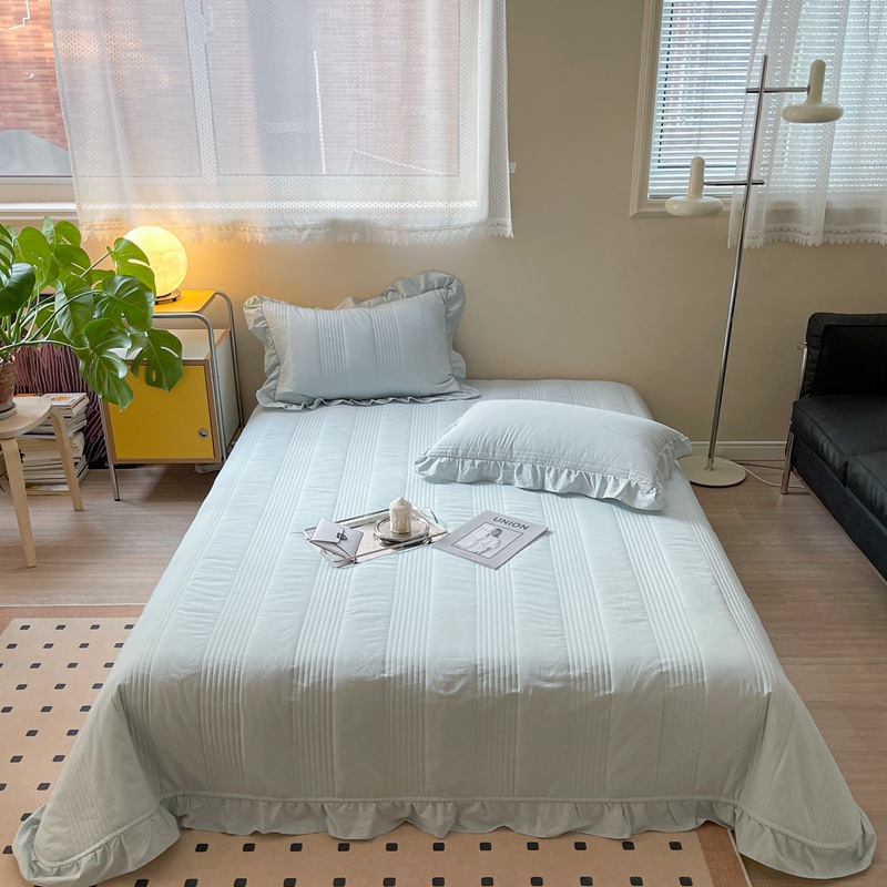 Class A Baby & Maternity All-Cotton Solid Color Ruffled Pure Cotton Washed Cotton Quilted Bed Cover All-Cotton Duvet Cover Pillowcase Quilted Bed Cover