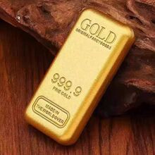 精品沙金仿金条优质手工实心金砖镇尺家居寓意摆件仿真道具金条