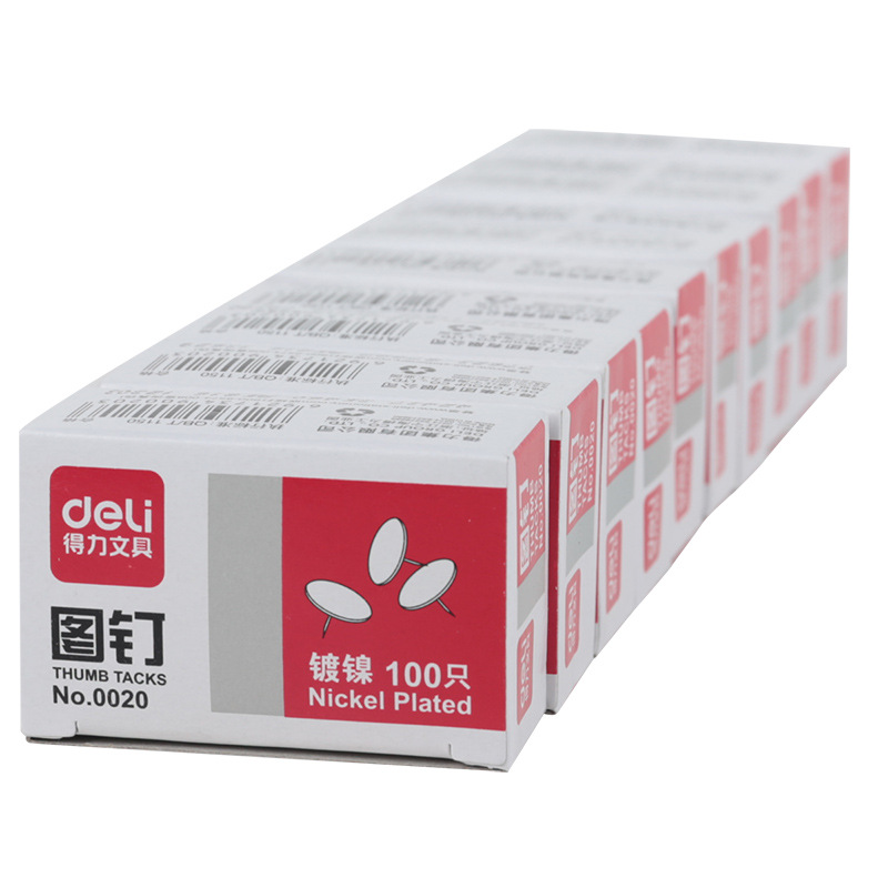 Getlein 0020 Metal Nickel Plated Push Pins Cork Board Tacks Letter Stakes 100/Pack Office Supplies