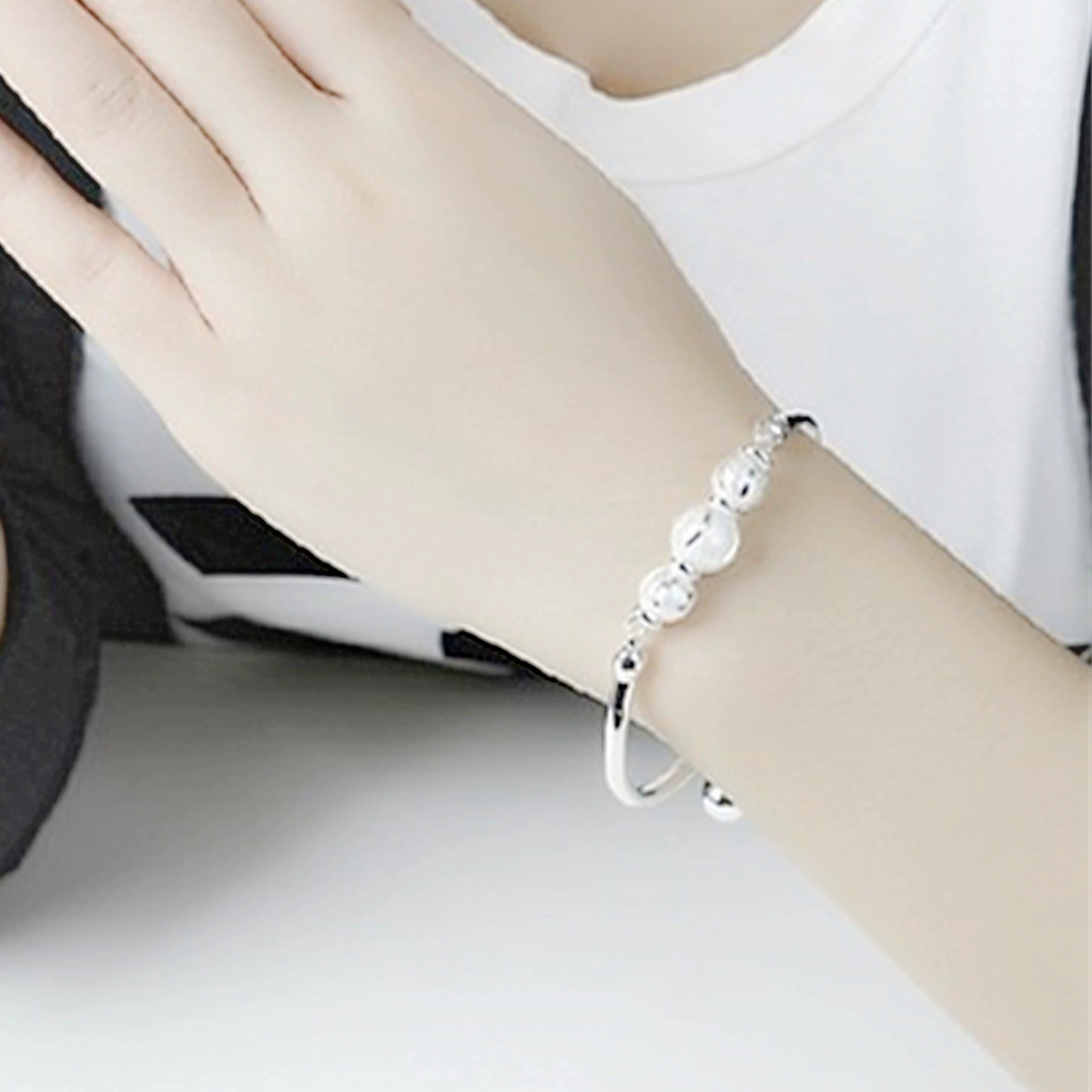 Bracelet, round matte small bell, Korean style