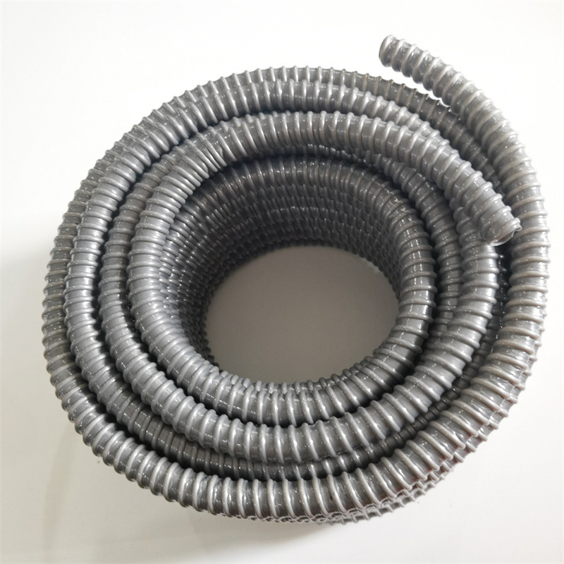 PVC加强筋通风方筋缠绕管灌浆波纹软管灰色16mm厂家直销PVC管