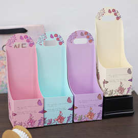 烫金手提插花盒鲜花花束礼盒手工花艺diy礼物花艺包装礼品盒批发