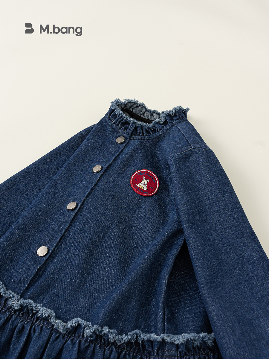 Yubao ropa infantil de niñas vaqueros primavera nuevo vestido infantil de niñas coreana falda de lótus falda de manga larga