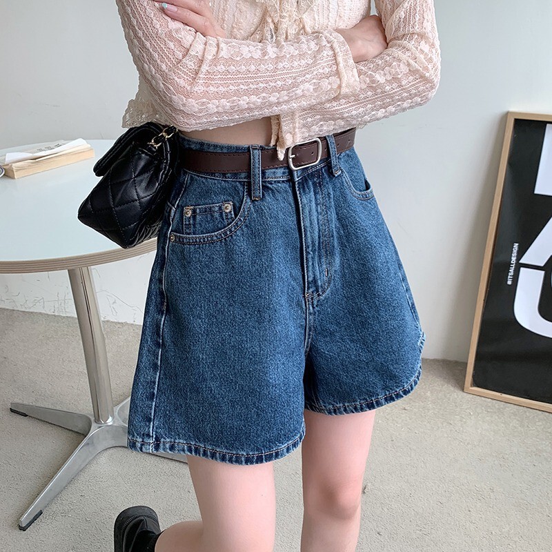 Simple Straight Denim Shorts Women's 2023 Summer New High Waist Spice Girl Casual Loose Slimming Wide Leg Hot Pants Simple Straight Denim Shorts Women's 2023 Summer New High Waist Spice Girl Casual Loose Slimming Wide Leg Hot Pants