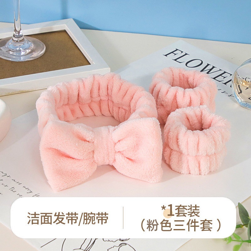 Lavar la cara, muñequeras, impermeables, salpicaduras, puños de lavado, cinturones para el cabello engrosados a prueba de humedad, lazo para el cabello de felpa, un par de pulseras para el lavado de cara