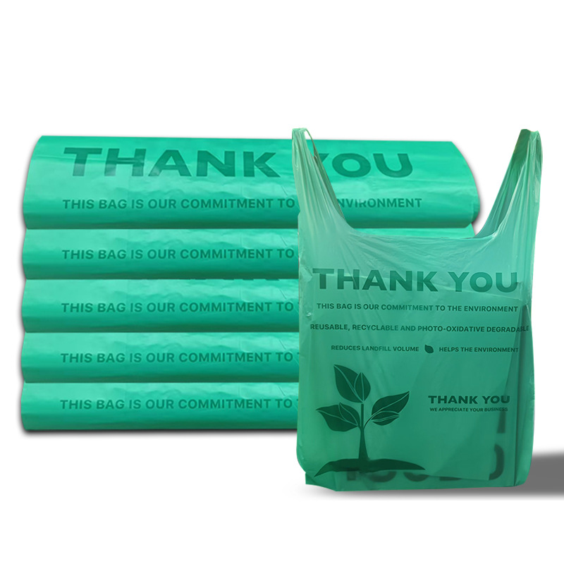 Bolsa de embalaje de chaleco de plástico desechable biodegradable bolsas de mano de supermercado bolsas ecológicas biodegradables de comida para llevar