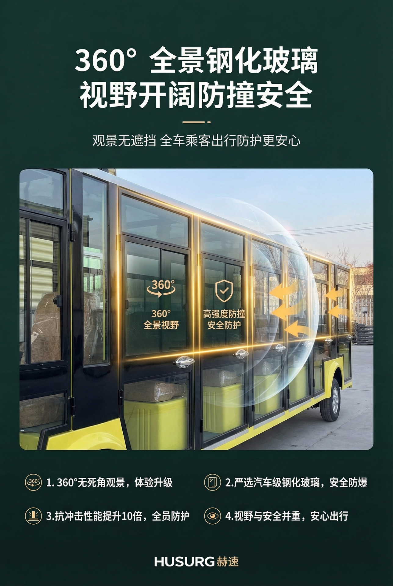 Fully Enclosed Air-Conditioned Large Electric Sightseeing Vehicle, Large-Capacity Shuttle Bus for Tourist Attractions, Hotels, and Business Buildings