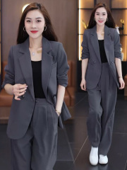 早春休闲西服套装女2025春秋季新款韩版职业西装外套阔腿裤两件套