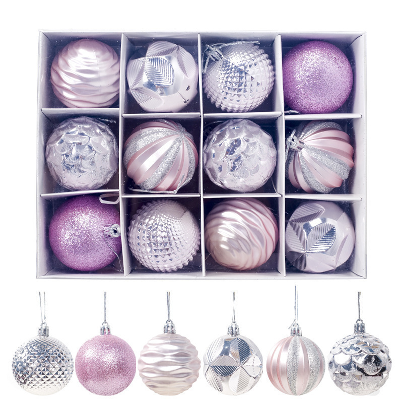 クリスマスツリーの起爆ストラップクリスマス用品プレゼント装飾カラーボール6cm 12個セットpvcクリスマス展示ボール|undefined