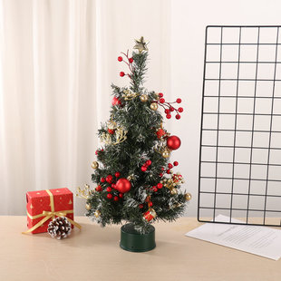 Christmas New Mini Top Star Christmas Tree Desktop Ornaments Bedroom Decorations Rotatable Music Luminous Christmas Tree