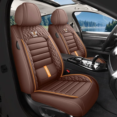 Seat cushion, seat cover Car Seat Covers Pu Leather - coffee-color-front-single-seat
