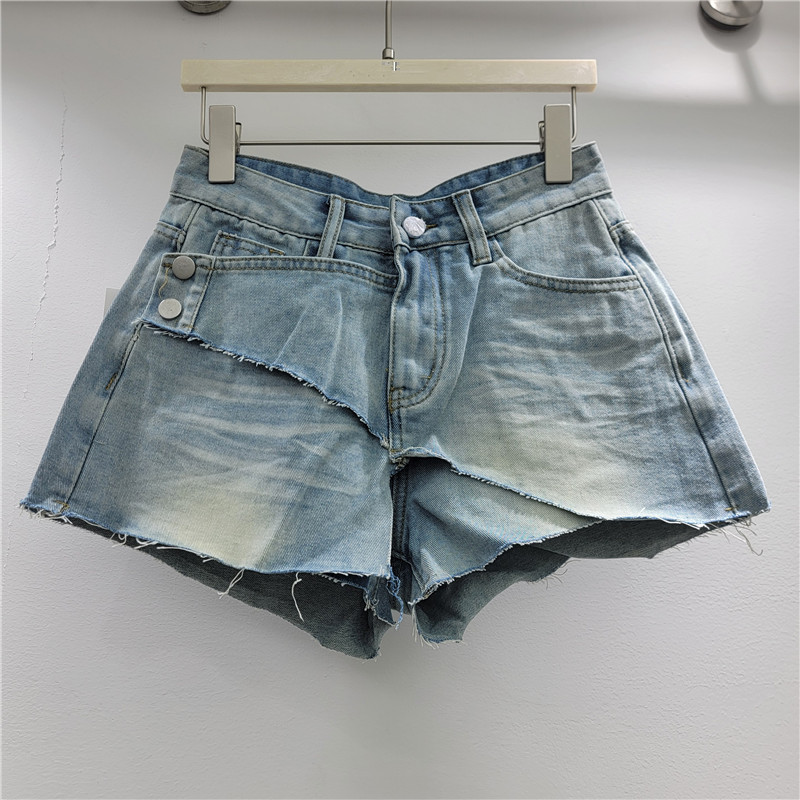 Pantalones Cortos de Mezclilla Irregulares para Mujer de Cintura Baja