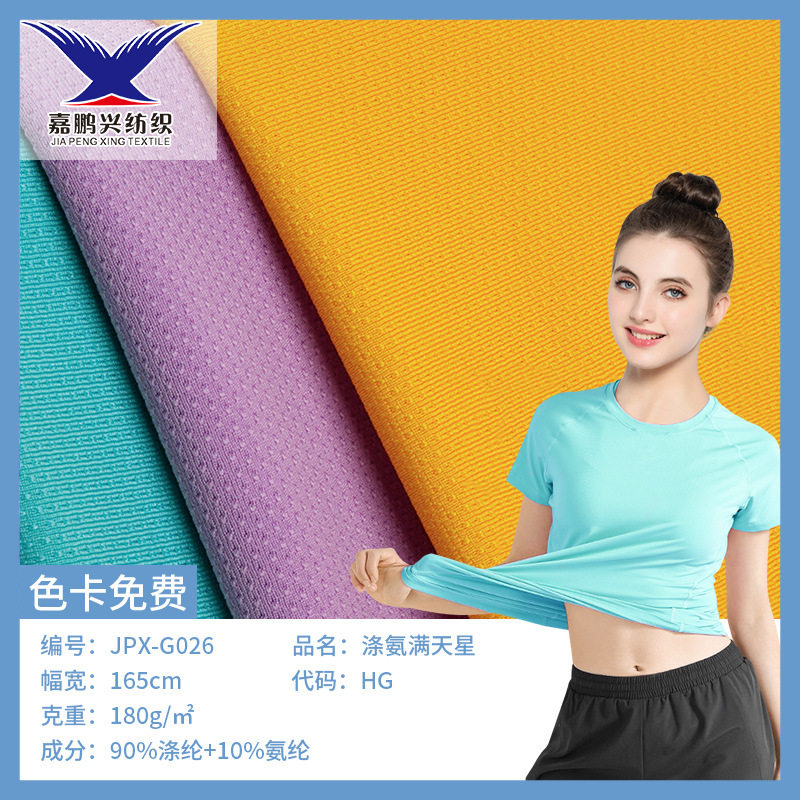 涤氨满天星网眼布料 T恤运动服瑜伽服面料涤纶弹力鸟眼布针织网布