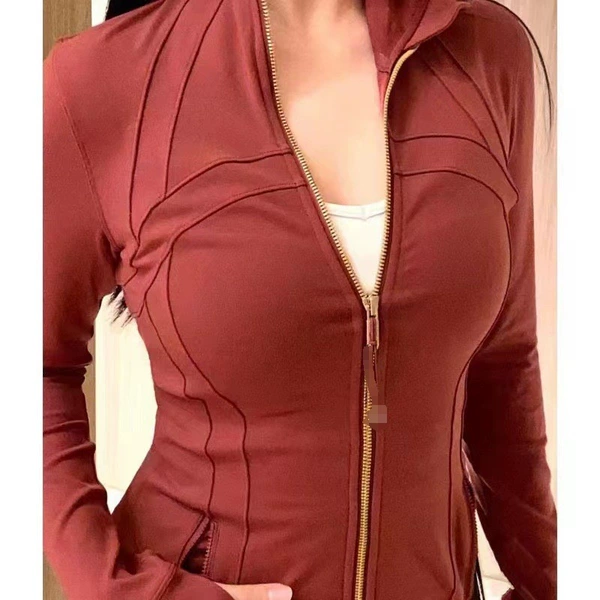 Gold Zip Burgundy Jacket