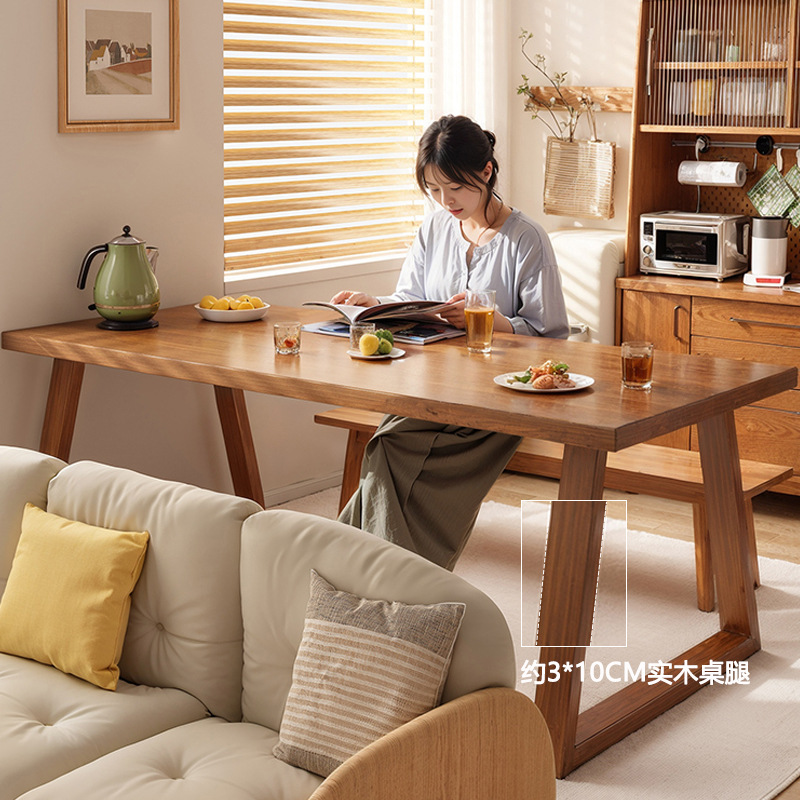 Mesa de comedor grande de estilo nórdico para uso doméstico, mesa de té rectangular práctica y sencilla, juego de mesa y sillas largas para sala de estar, mesa de té.