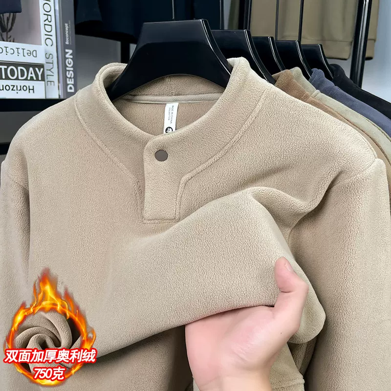 跨境外贸加绒加厚男士卫衣秋冬季男款厚实高级感男生外套衣服批发