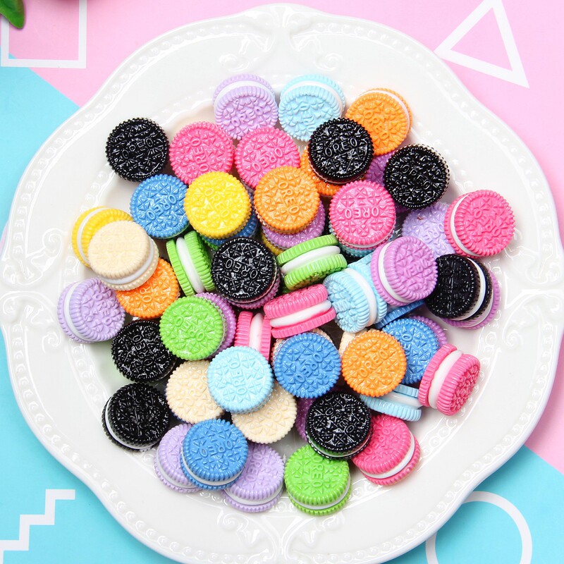 Macaron Color Artificial Resin Biscuit Ollie Sandwich Biscuit Food Toy DIY Cream Glue Accessories Hairpin Accessories