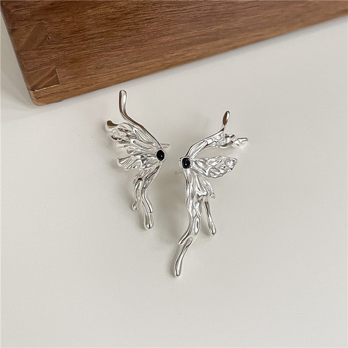 S925 sterling silver biochemical liquid butterfly earrings fashion heavy industry exaggerated metal style niche design earrings wholesale