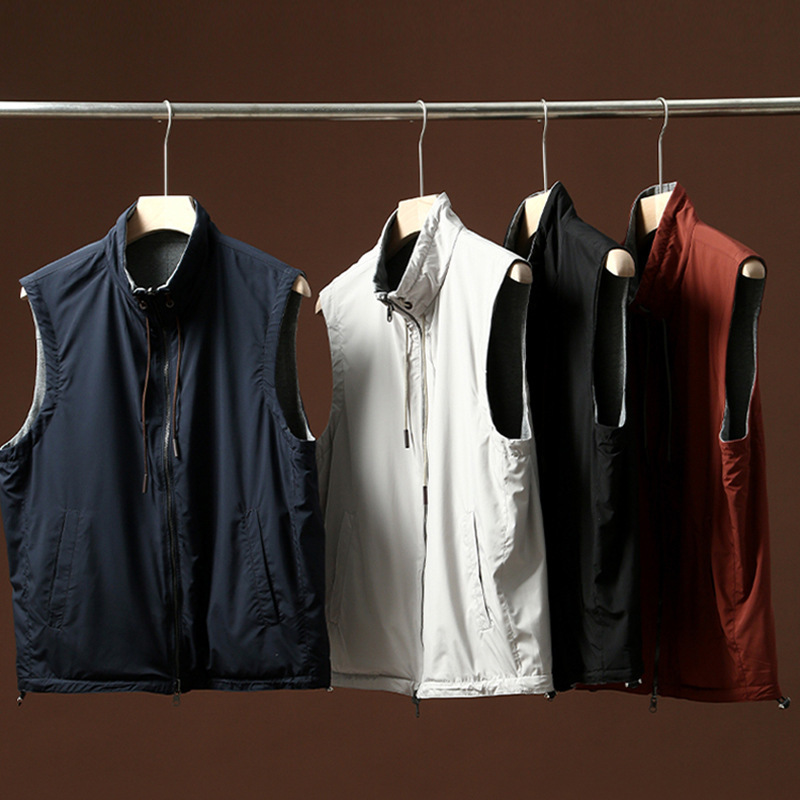 European-style light luxury Spring and Autumn New Business leisure sports waterproof stand collar sleeveless double-sided vest casual coat