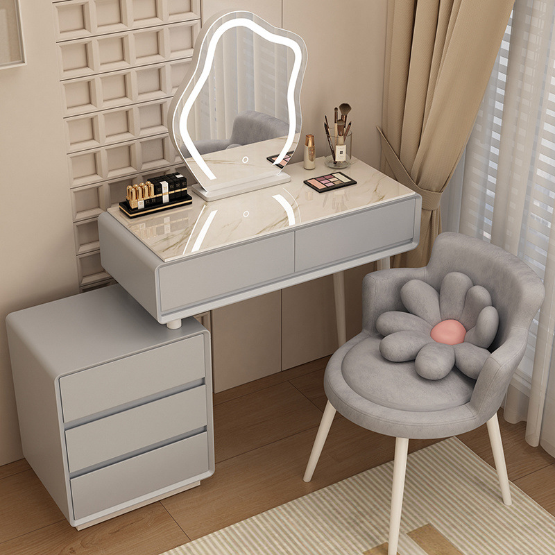 Madera maciza tablero de roca mesa de tocador de estilo de viento silencioso mesa de maquillaje de estilo de viento crema gabinete de almacenamiento mesas de cabecera de cama pequeñas mesas de maquillaje en una
