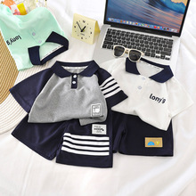儿童夏季短袖短裤套装2025新款中大童翻领t恤大童童装两件套批发