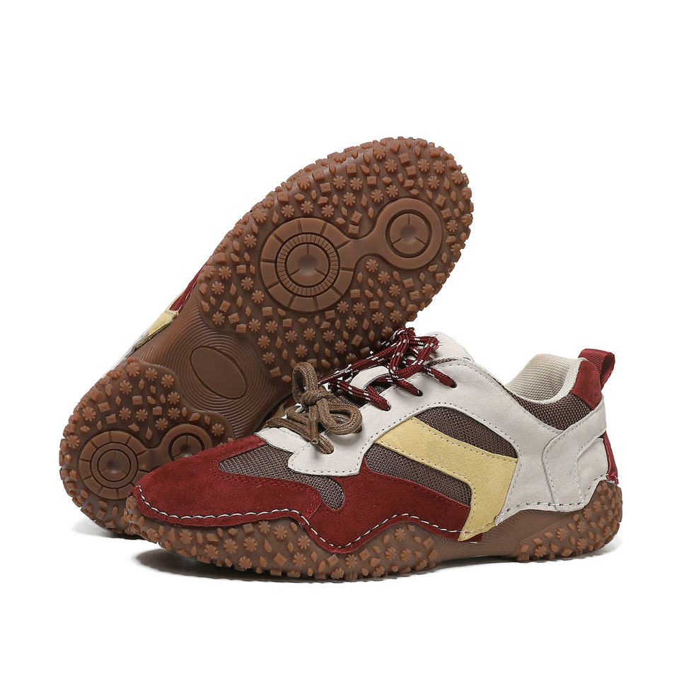 Giày thể thao unisex cỡ lớn da thật mũi tròn, giày sneaker dã ngoại thường ngày — 6885 màu cát, 6885 màu nâu, 6885 màu đỏ rượu, 6886 màu cát chi tiết 29