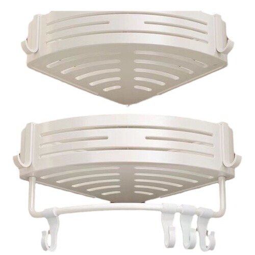 Bathroom Cream Storage Shelf Triangle Rack Bathroom Hanging Hole Toilet Bathroom Corner Cream White Storage Shower