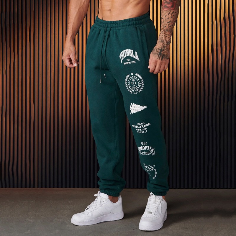 YOUNGLA jogger men's sports pants gym sports fitness casual trousers cotton printed leggings