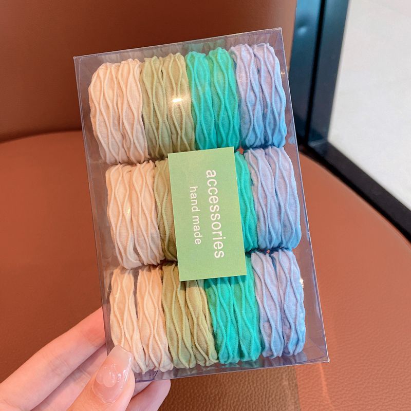 Niños corda de cabello de color macarón niñas corda de cabello de alta elasticidad corda de cabello de corda de cabello gruesa simple anillo de toalla de cola de caballo