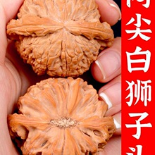 文玩核桃闷尖白狮子头手把件天然野生麻核桃男随身粗筋原色老核桃