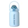 Capacious thermos stainless steel, straw, handheld glass suitable for men and women for water with glass for traveling