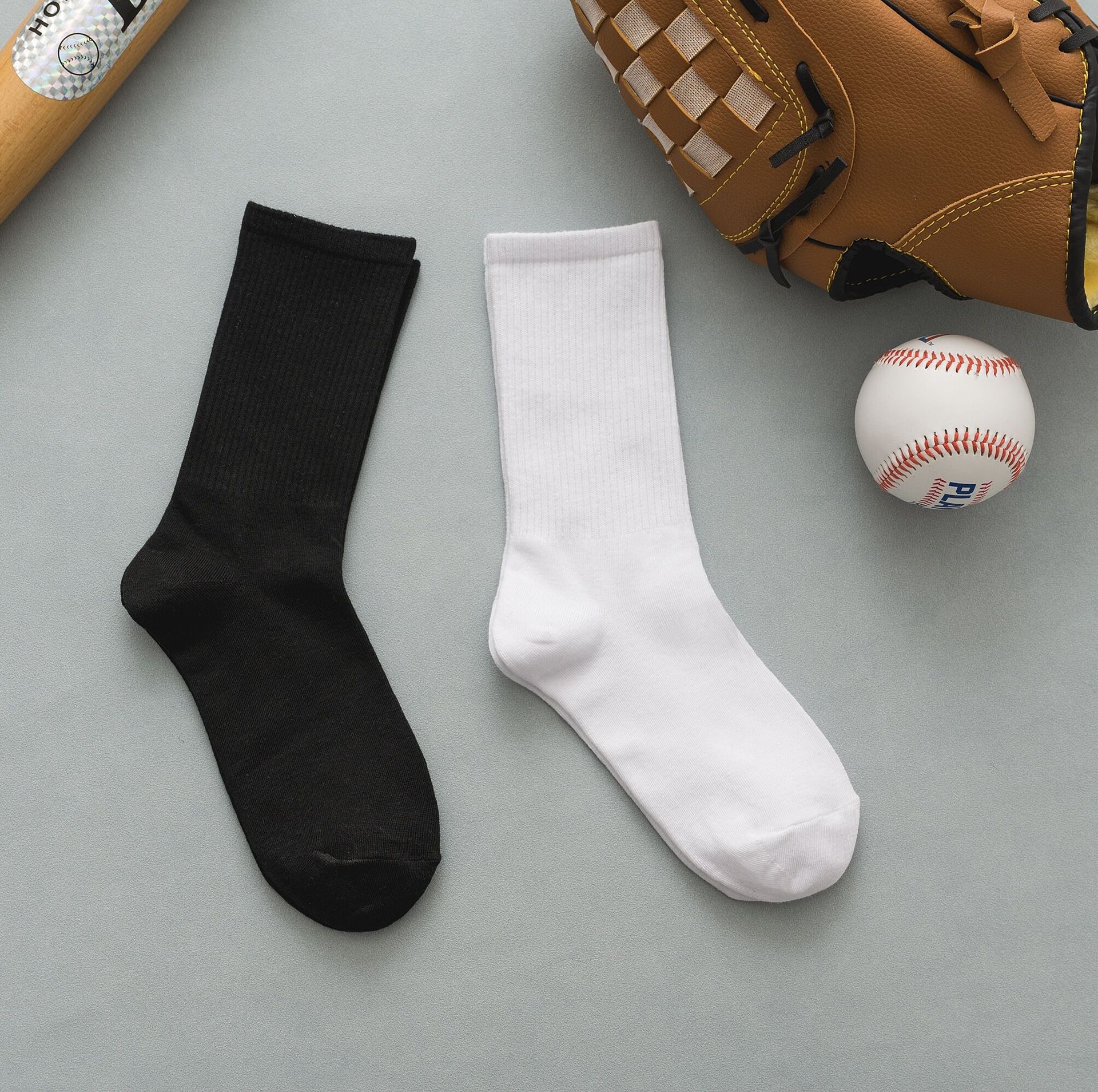 SKU06_颜色_情侣高筒潮袜【纯黑】