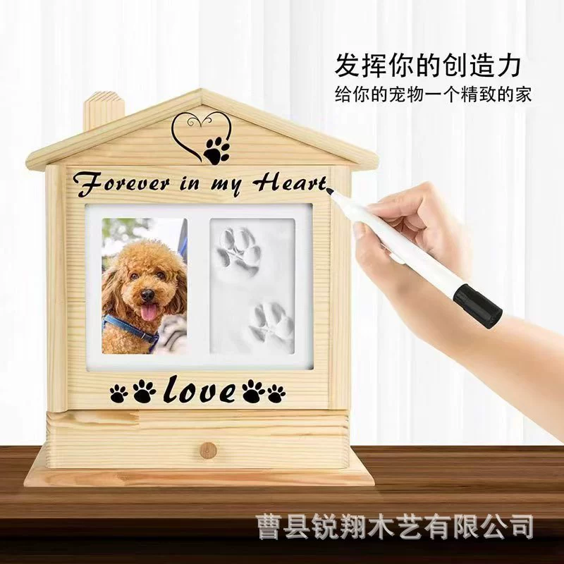 Деревянная урна для животных из массива дерева с фоторамкой, памятная урна для похорон животных, настольная урна для собак
