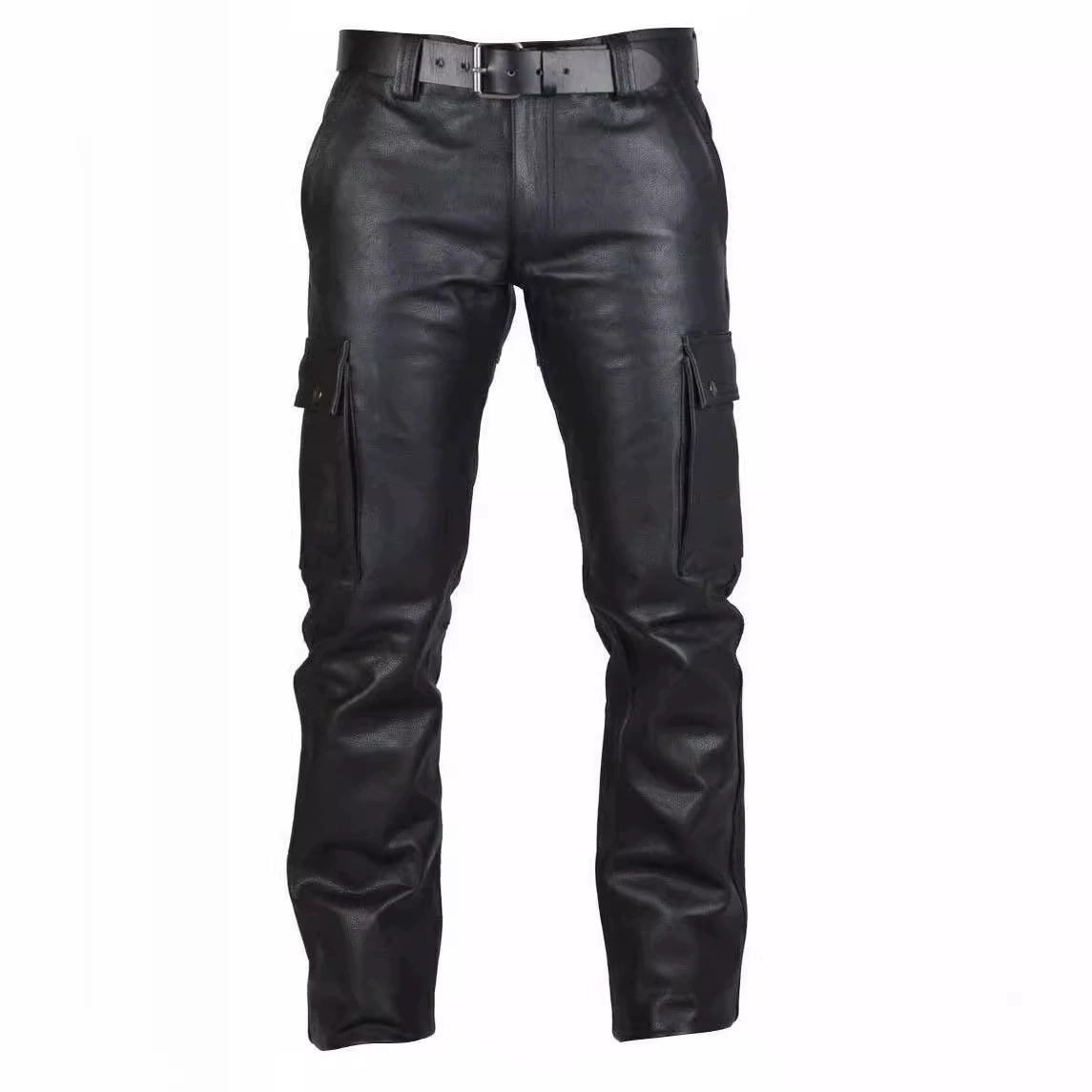 Polyurethane Leisure Trousers for Men, European Style, Black, Multiple Sizes, Comfortable Fit