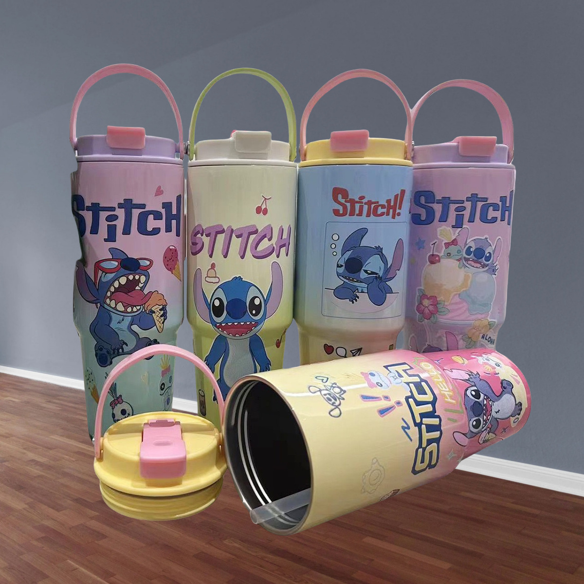 Transfronterizo nuevo estilo 304 taza de aislamiento de acero inoxidable dibujos animados anime Ice Ba taza al aire libre taza de automóvil portátil impresión 3D