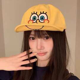 2026可爱海绵宝宝派大星翻檐鸭舌帽子女春夏季棒球帽